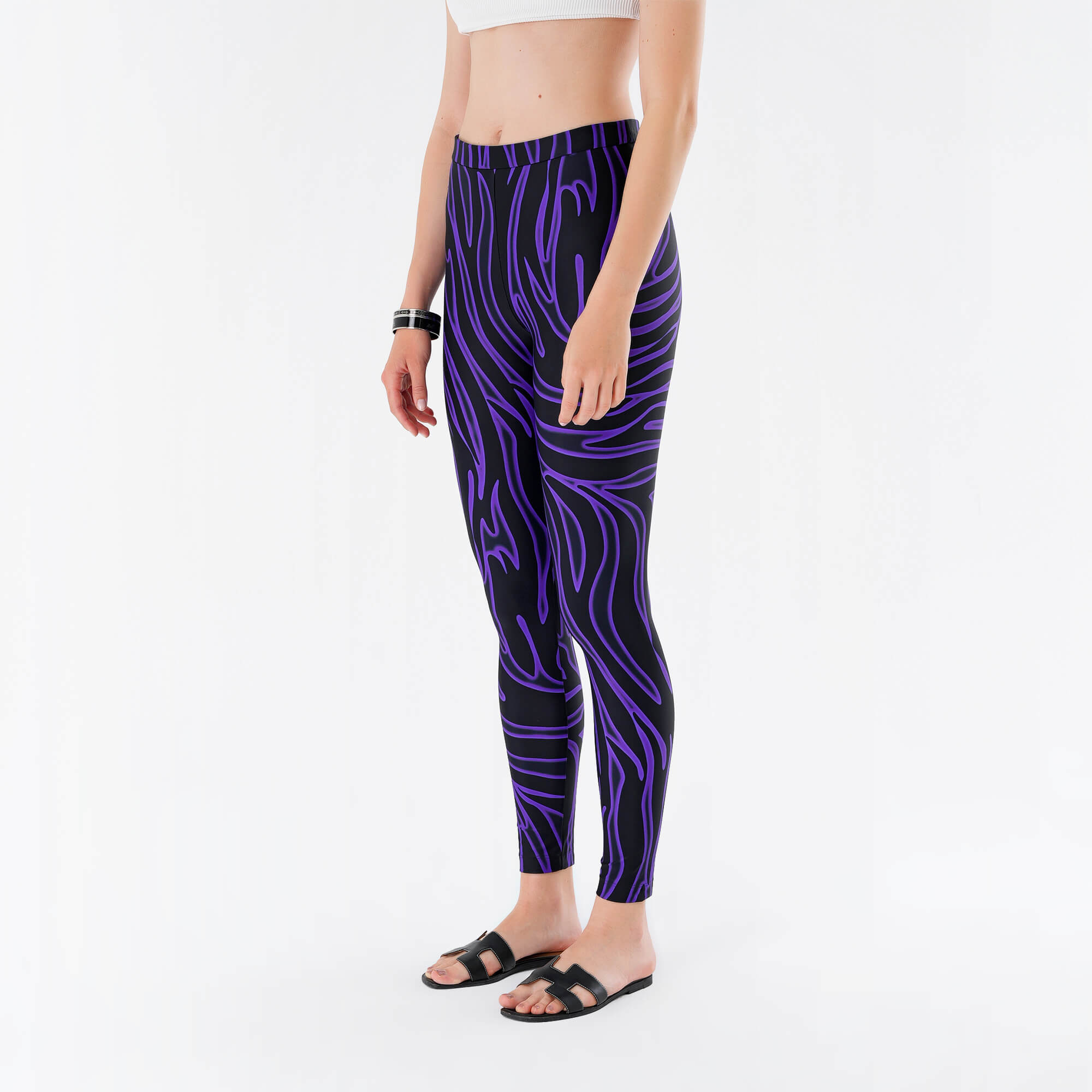 Versace- Purple & Black  Zebra Printed Leggings IT42